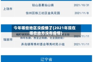 今年哪些地区没疫情了(2021年现在哪些地方没有疫情)