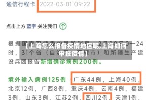 【上海怎么报备疫情地区呢,上海如何申报疫情】