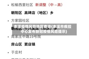 本溪疫情风险地区查询(本溪市疾控中心发布新冠疫情风险提示)
