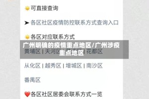 广州明确的疫情重点地区/广州涉疫重点地区