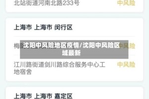 沈阳中风险地区疫情/沈阳中风险区域最新