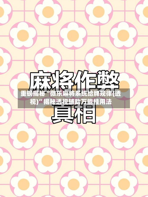 重磅揭秘“微乐麻将系统给牌规律(透视)”揭秘透视辅助万能挂用法-第2张图片