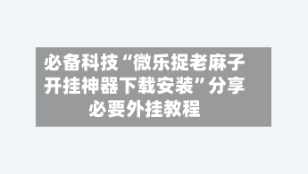 必备科技“微乐捉老麻子开挂神器下载安装	”分享必要外挂教程-第2张图片