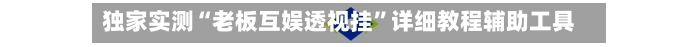 独家实测“老板互娱透视挂	”详细教程辅助工具-第2张图片