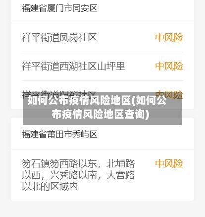 如何公布疫情风险地区(如何公布疫情风险地区查询)-第1张图片